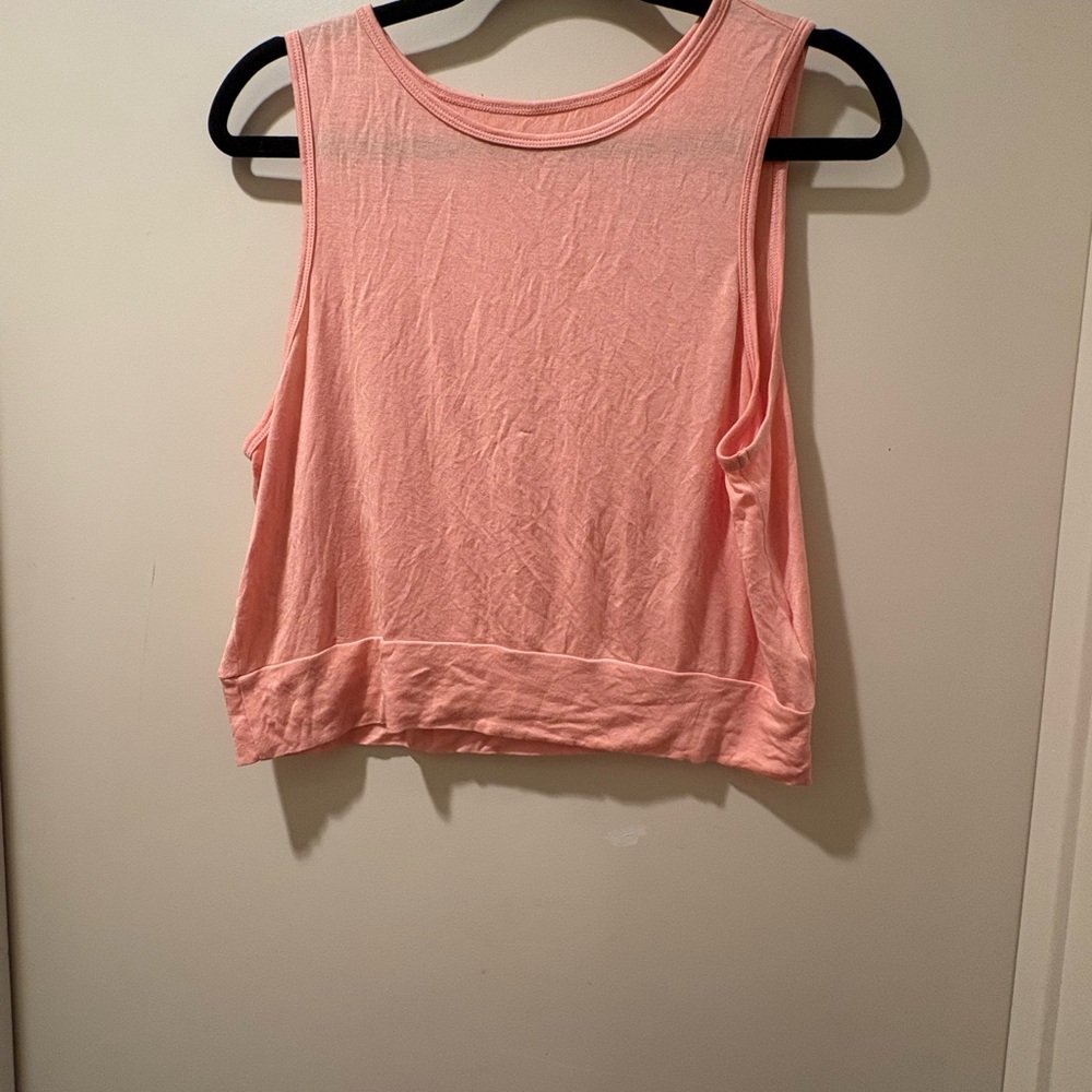 Beyond Yoga Orange Pink Sleeveless Crop Muscle Tee